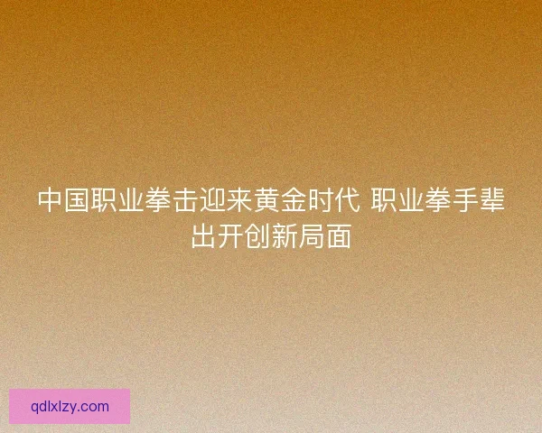 中国职业拳击迎来黄金时代 职业拳手辈出开创新局面