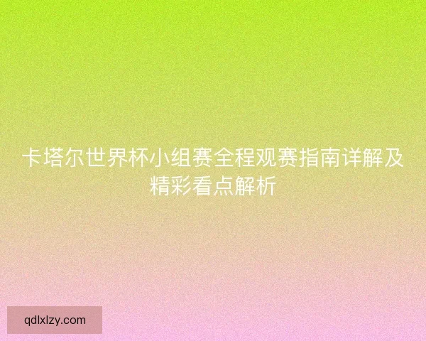 卡塔尔世界杯小组赛全程观赛指南详解及精彩看点解析 卡塔尔世界杯小组赛全程观赛指南详解及精彩看点解析